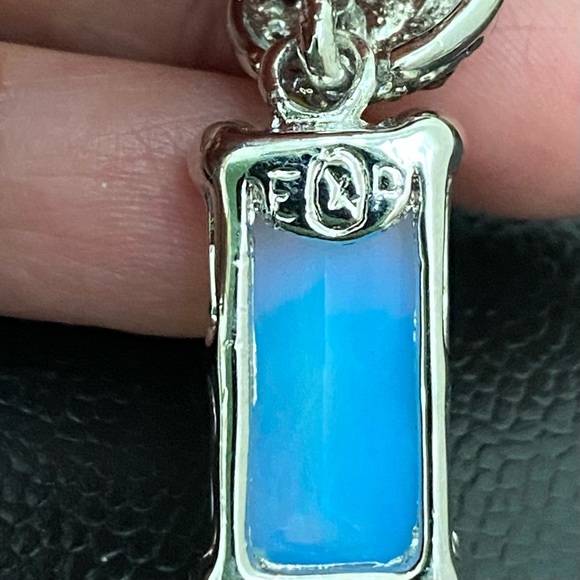 EXP Signed Opalite Crystal 2-tone Dangle Drop Post Earrings 15g - Picture 13 of 15